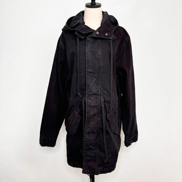 Urban Outfitters BDG Denim Utility Jacket Black Jean Oversized Goth Size M - Picture 1 of 13